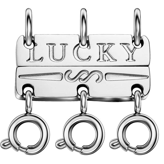 Qulltk Lucky Necklace Separator for Layering Strong Magnetic Clasps, 14K Gold and Silver Multiple Necklace Clasps for Layered Look