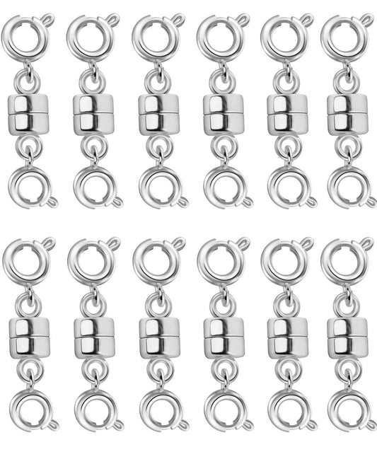 Dailyacc Magnetic Necklace Clasps and Closures, Double Open Bracelet Extender for Jewelry Converters Clasp (6 Gold, 6 Silver)