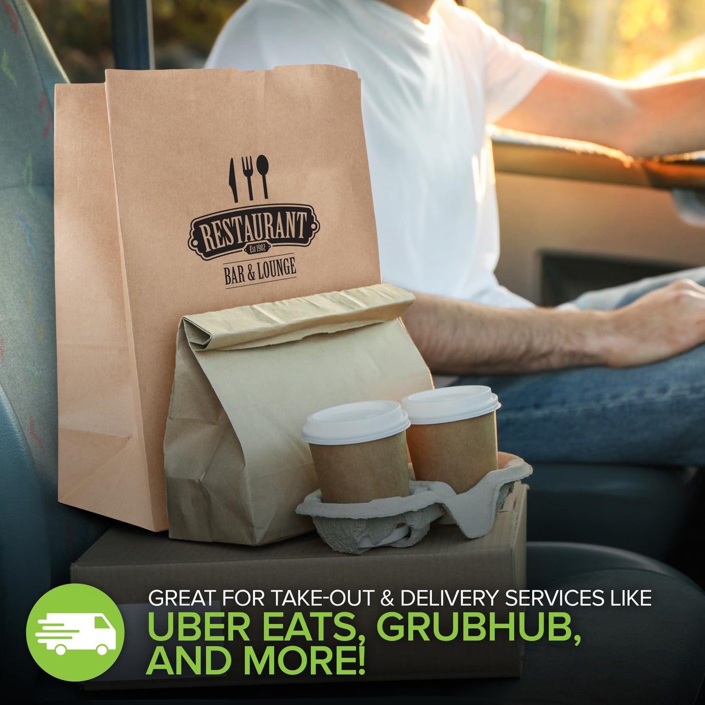 Stock Your Home 70 lb Kraft Brown Bags 100 Pack, 17x12x7 Grocery Bags, Heavy Duty Large Brown Bags for Shopping, Takeout, Storage, Trash or Recycling, Bulk Pack.