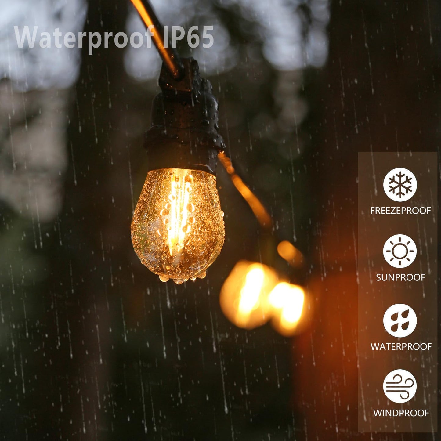S14 Replacement LED Light Bulbs, Shatterproof & Waterproof 2W S14 LED Bulbs, Outdoor String Lights , E26 Base Patio Edison LED Light Bulbs, Warm White 2200K Plastic 150LM Non-Dimmable 25 Pack