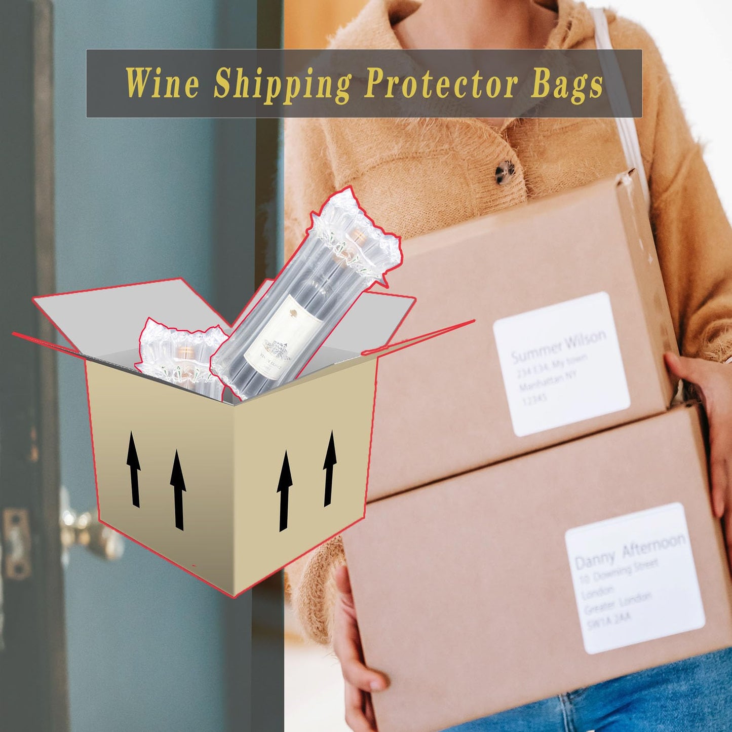 STAYWILD 31 Packs Wine Bottle Travel Protector & Inflatable Bags Airplane,Air Column Bubble Cushion Wrap Pouches for Shipping Packing Transport