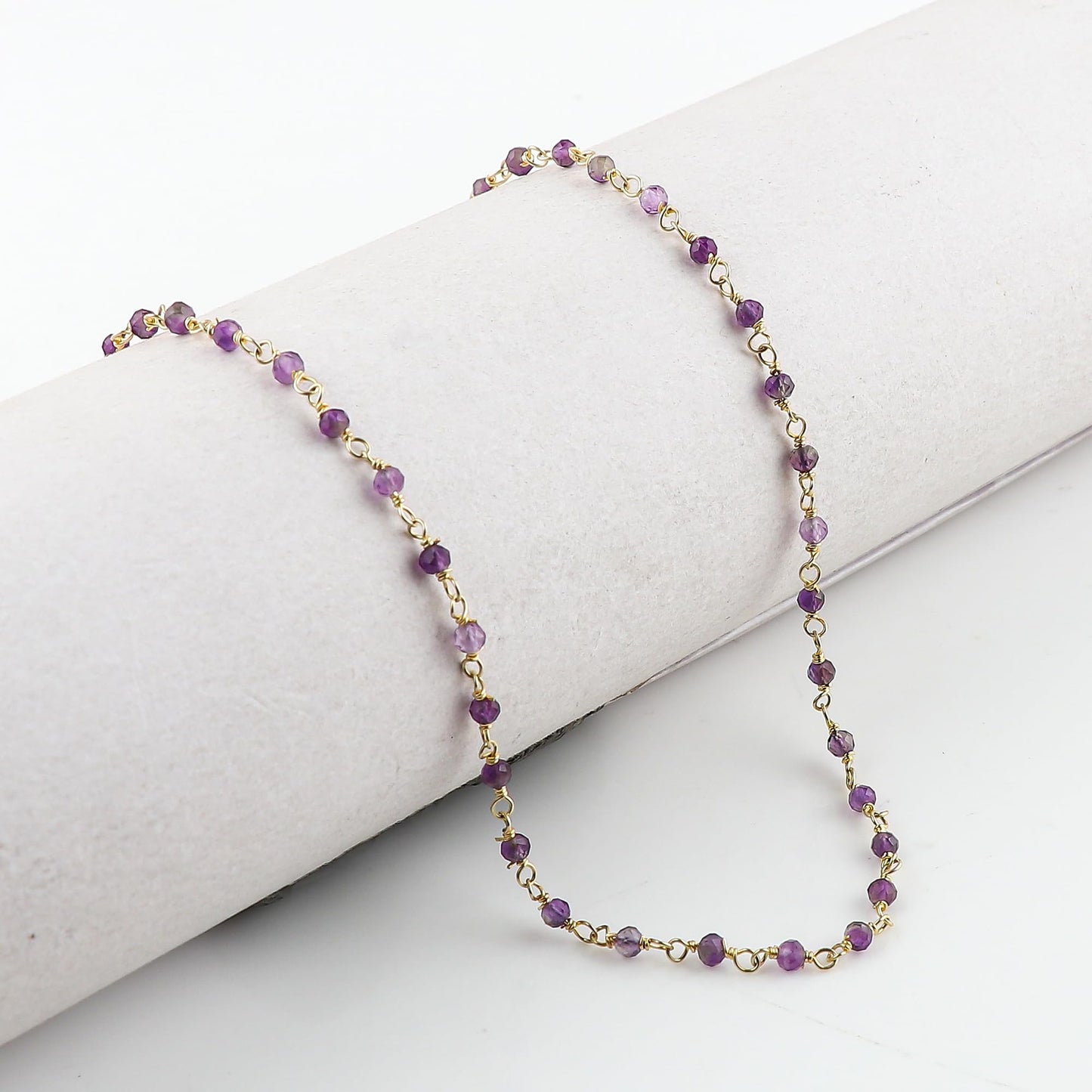 CRYSTALINES (3pcs) Natural Amethyst Gemstone Cluster Jewelry Combo Set, 14K Gold Plated, Crystals Beads Rosary Chain, Handmade Bohemian Jewelry - Bracelets, Necklace, Earrings for Women