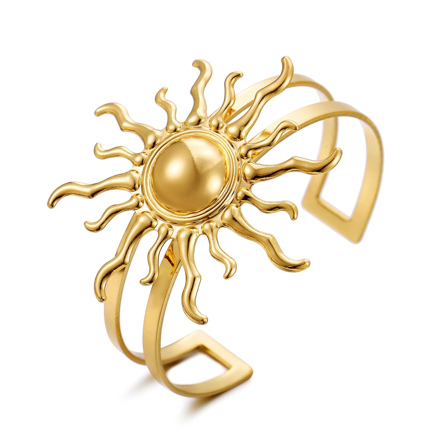 TONLUYAX Chunky Gold Cuff Bracelets for Women Large Adjustable Sun Bracelets Summer Beach Bangle Bracelet Vintage Jewelry
