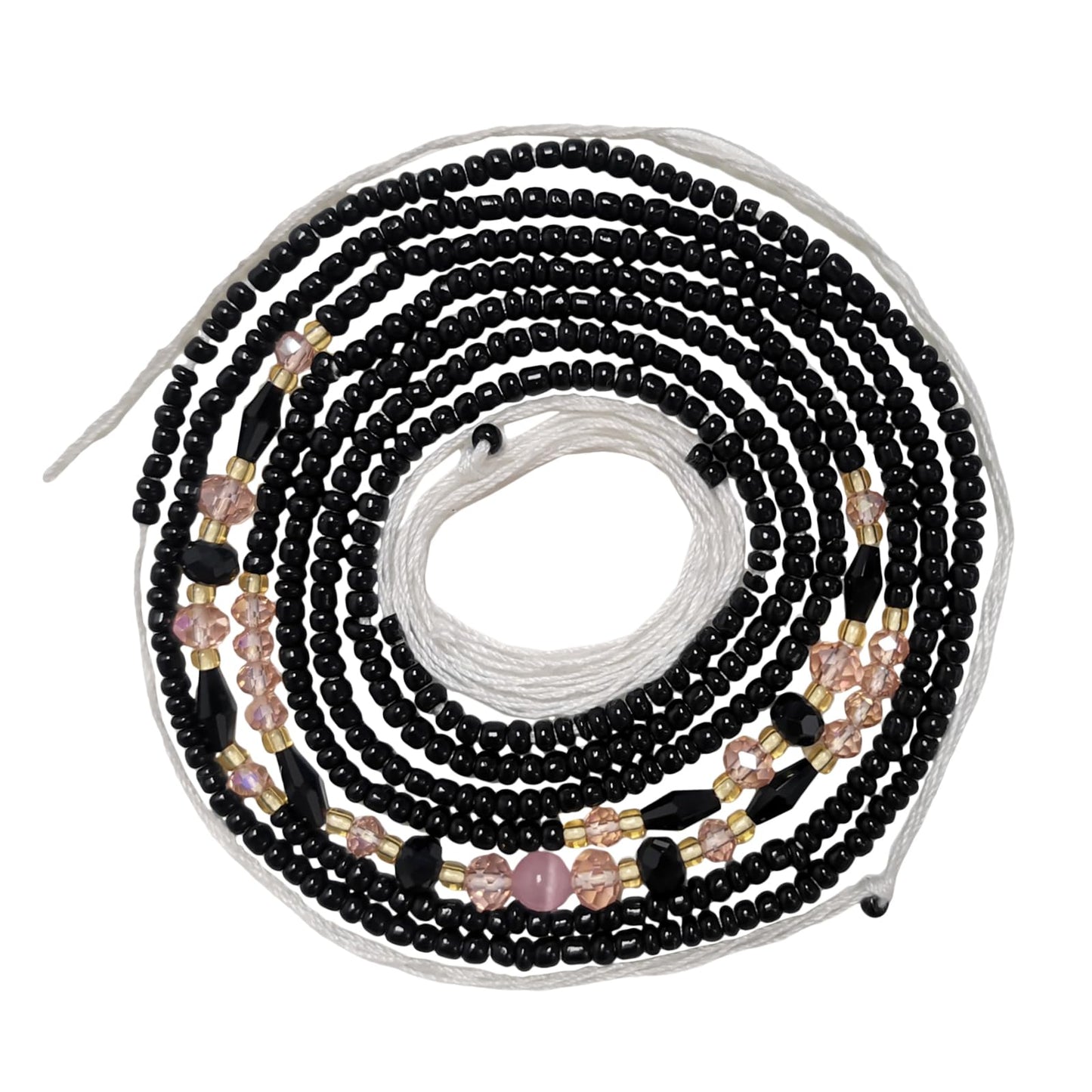 Teniinet 1PCS 50” Handmade African Waist Beads for Women Non-Stretching,Waist Jewelry Body Accessories for Women(Tie-on)
