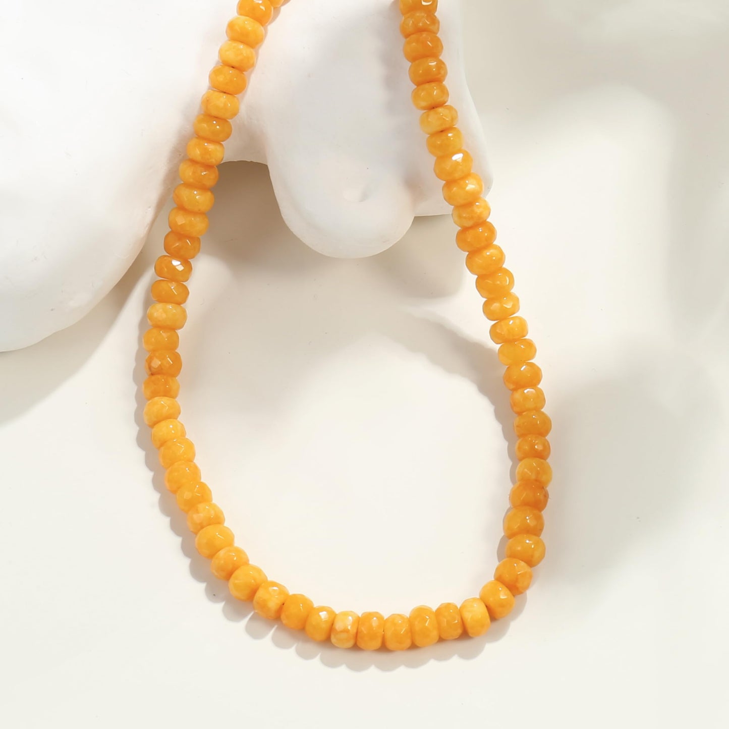 Badu Orange Gemstone Beaded Necklace for Women Natural Stone Bead Beach Choker Necklace Fashion Trendy Jewelry Gifts