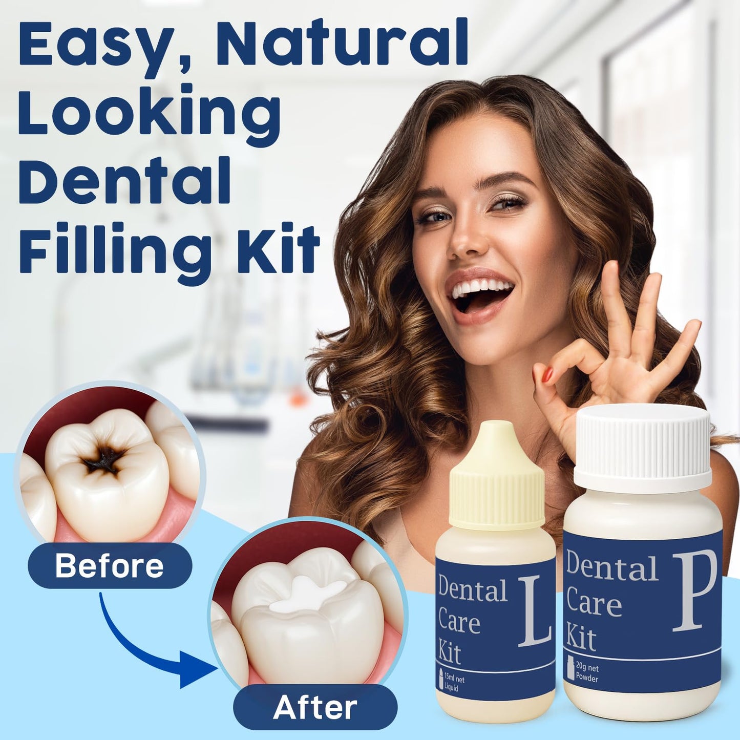 Zinc Oxide Eugenol Dental Cement Tooth Repair kit for Broken Teeth, Temporary Filling for Crowns, Tooth Filler, Cavity Filler for Teeth
