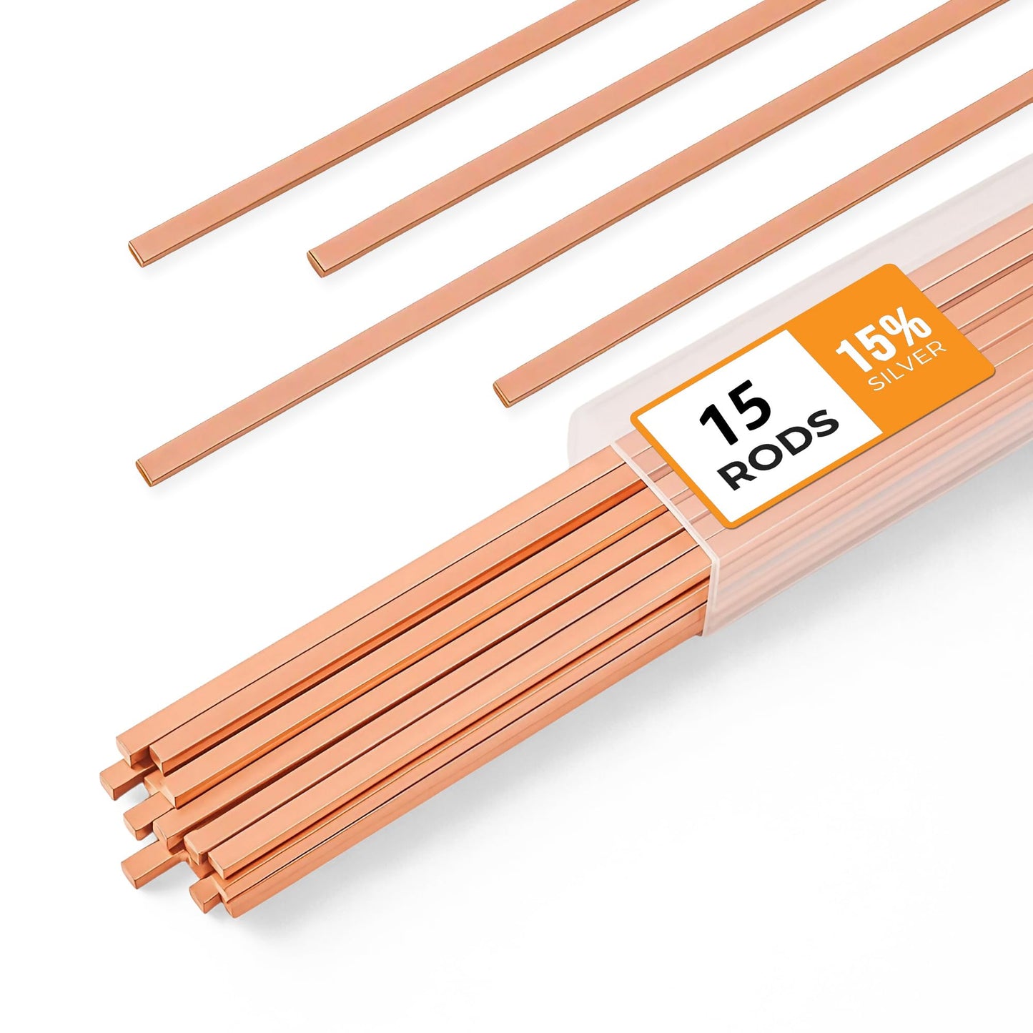 15pcs Brazing Rods AWS BCuP-5 15% Silver Solder Phos Copper Brazing Alloy Flat Welding Rods 0.050"x1/8"x10" for HVAC, Refrigeration, and Industrial Applications