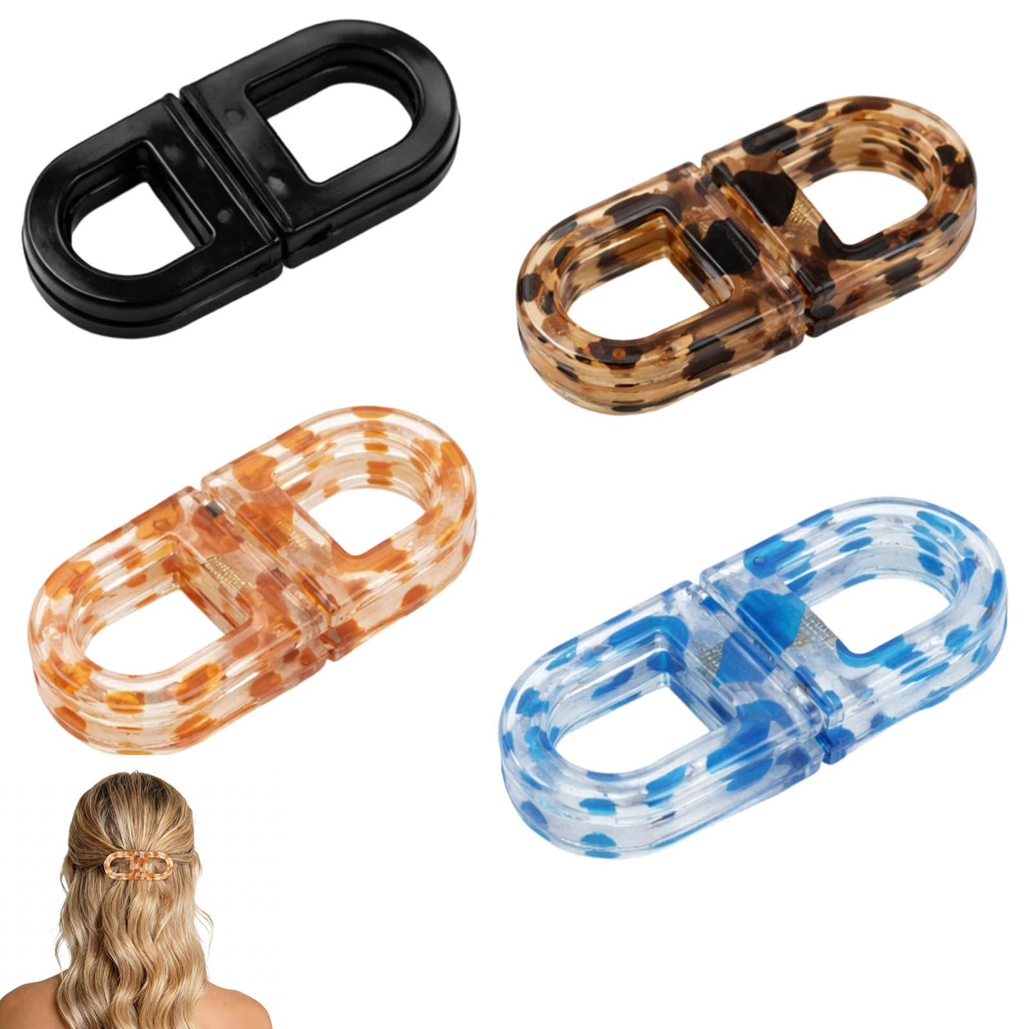 Set of Four ABS Hair Clips，Magnetic Hair Clips, Magnetic Bow Clip Accessories for Women, Create Half-Up Hairstyles During Daily Commute and Exercise