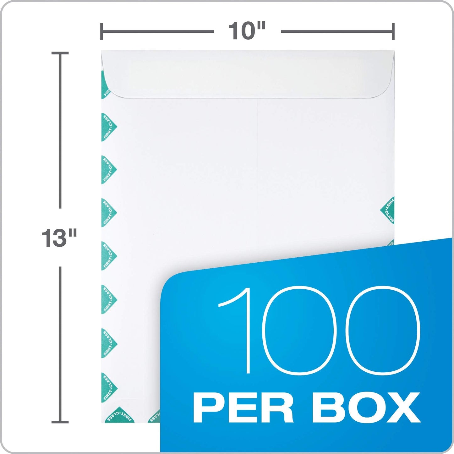 Quality Park 10 x 13 First Class Catalog Envelopes, First Class Border, Redi-Strip Self-Sealing Closure, 28 lb White Wove, 100 per Box (QUA44786)
