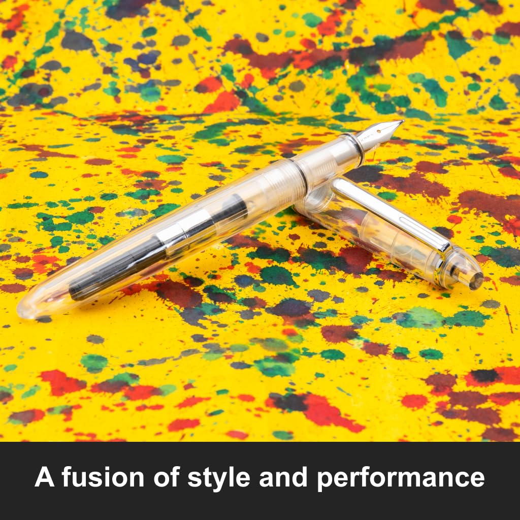 Monteverde USA Monza 3 Fountain Pen Set (Crystal Clear) - Medium, Fine, Omniflex Nib - Ideal Gift for Men & Women - Perfect for Office, Business, School, Gifts, Journaling, Autographs