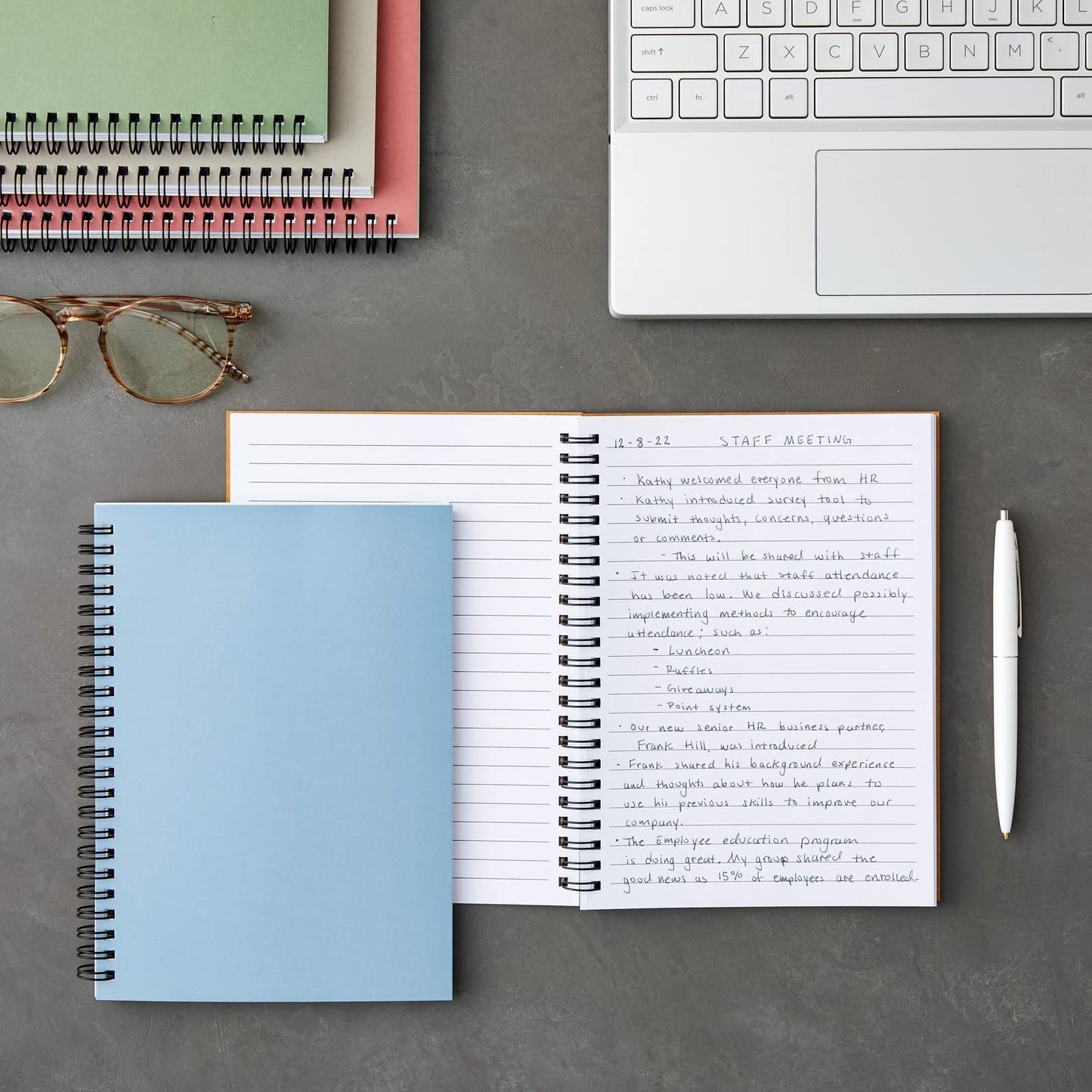 5 Pack 6x8 inch Spiral Journals, Small Notebooks Bulk with 120 Lined Pages for Work, Students, School, Writing (5 Colors Kraft Paper Covers)