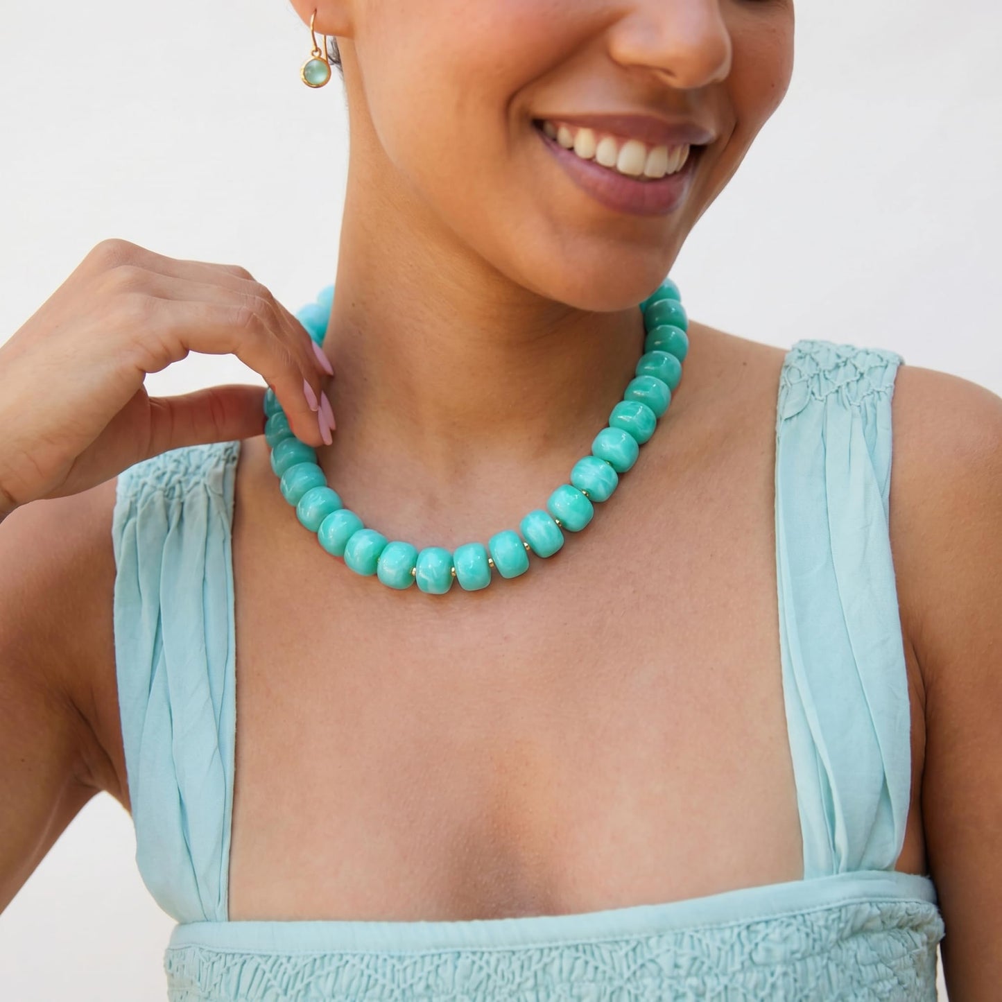 Badu Mint Green Chunky Beaded Necklace for Women,Acrylic Bead Choker Statement Necklace Cute Trendy Necklaces Jewelry Gifts