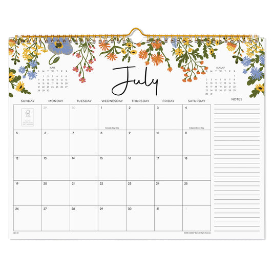 2026 Calendar, Cabbrix Wall Calendar 2026, 18 Months Calendar Runs From July 2026 - December 2027, 15" x 12", Twin-Wire Binding, Hanging Hook, Floral Design