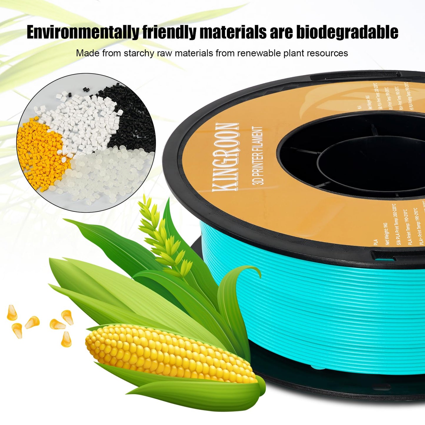 Kingroon High Speed PLA 3D Printer Filament 1.75mm, 3D Printer Rapid Filament for 30-600mm/s Hyper Printing Filament, Dimensional Accuracy +/- 0.03 mm, 1kg Plastic Spool(2.2lbs) (Cyan-Blue)