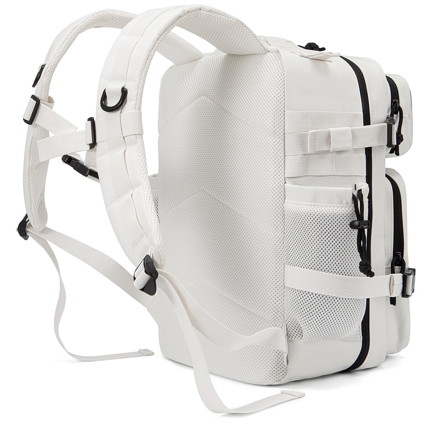 QT&QY 25L Military Tactical Backpacks For Women Survival Army Laser cut Molle Daypack small EDC Bug Out Bag Gym Rucksack With Dual Cup Holders medical Rucksack White heavy duty backpack