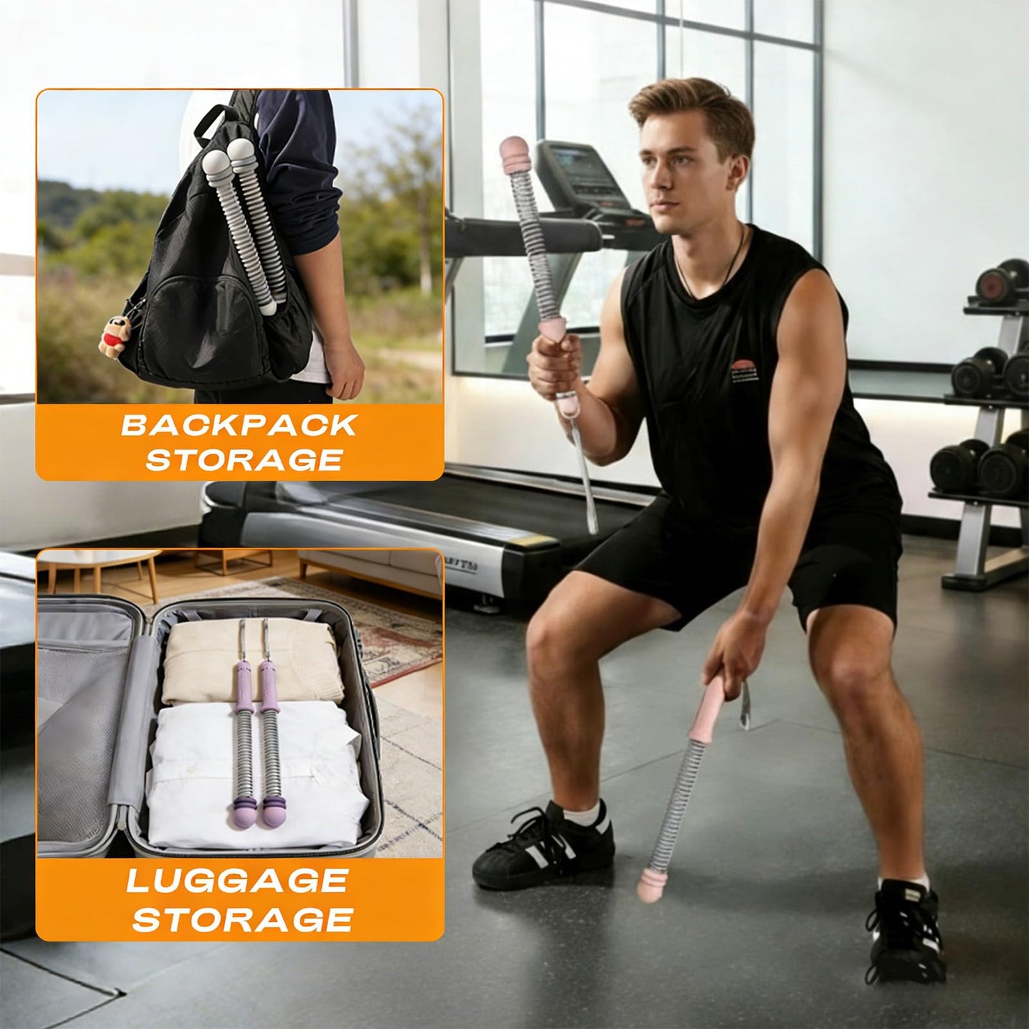 Weighted Ropeless Battle Ropes Adjustable Ropeless Battle Ropes for Home Gym Portable and Quiet Training Rope for Men & Women Exercise Rope for Core Strength with Poster and Storage Bag