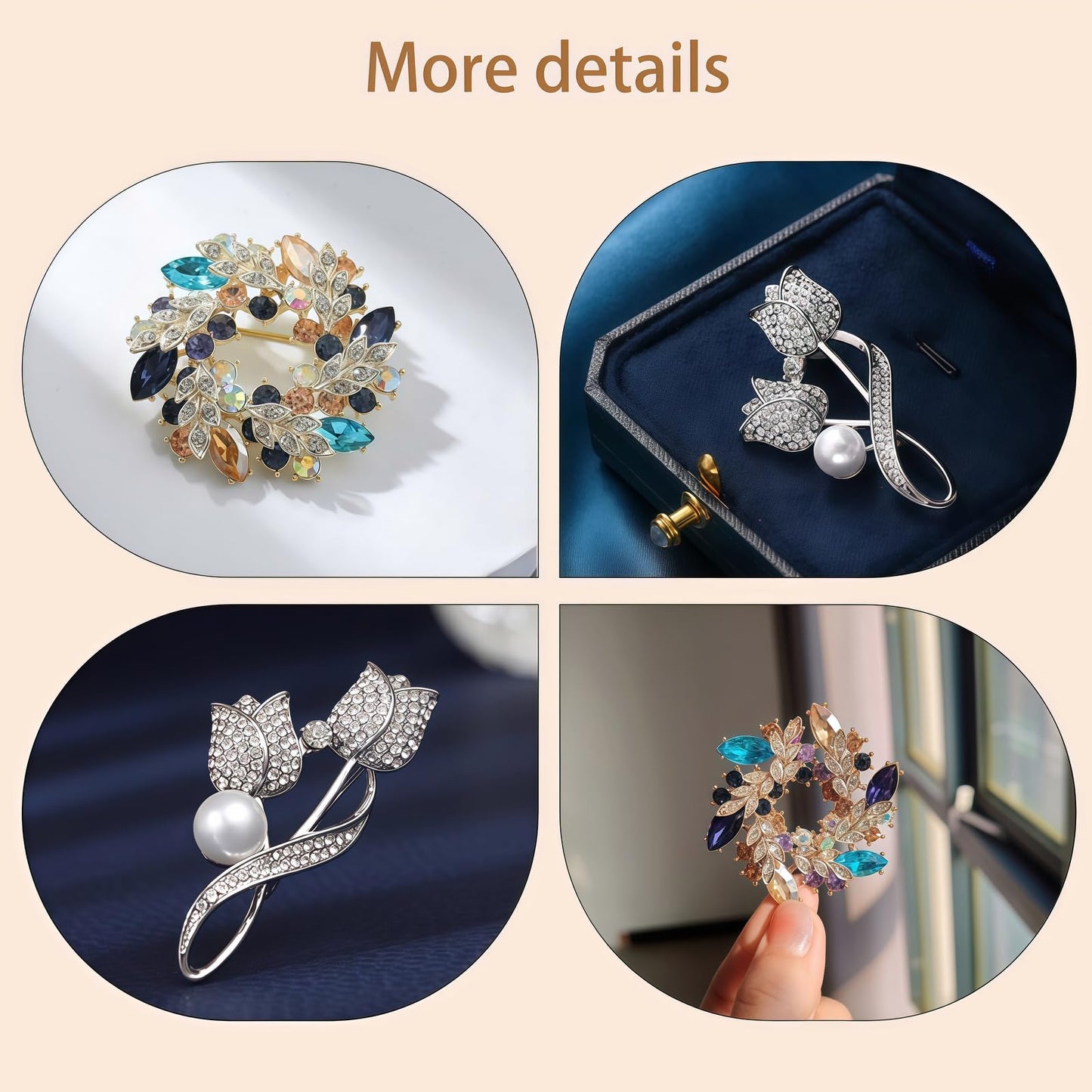 Yaximhozz 2pcs Rhinestone Brooch Pin for Women Dress Elegant Stylish Crystal Brooches Fashion Accessories Pins Lapel Boutonniere Ideas Wedding Christmas Birthday Jewelry Easter Gift (09 Blue Colorful/Silver)