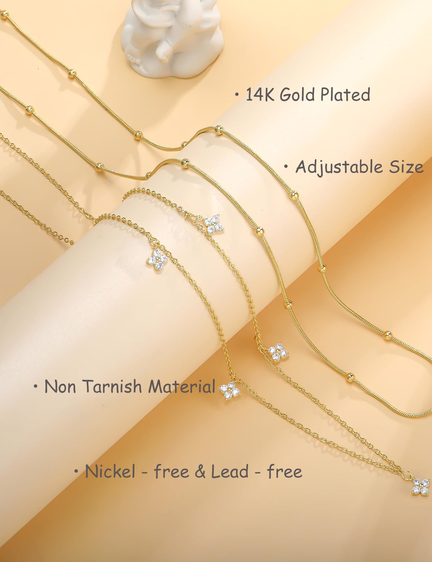 MOYAONE Waist Chain for Women 14K Gold Plated Waist Beads Belly Chain Dainty Layered Body Chain Belt Beach Jewelry for Women Sexy Waterproof Non Tarnish Adjustable Summer Jewelry Accessories
