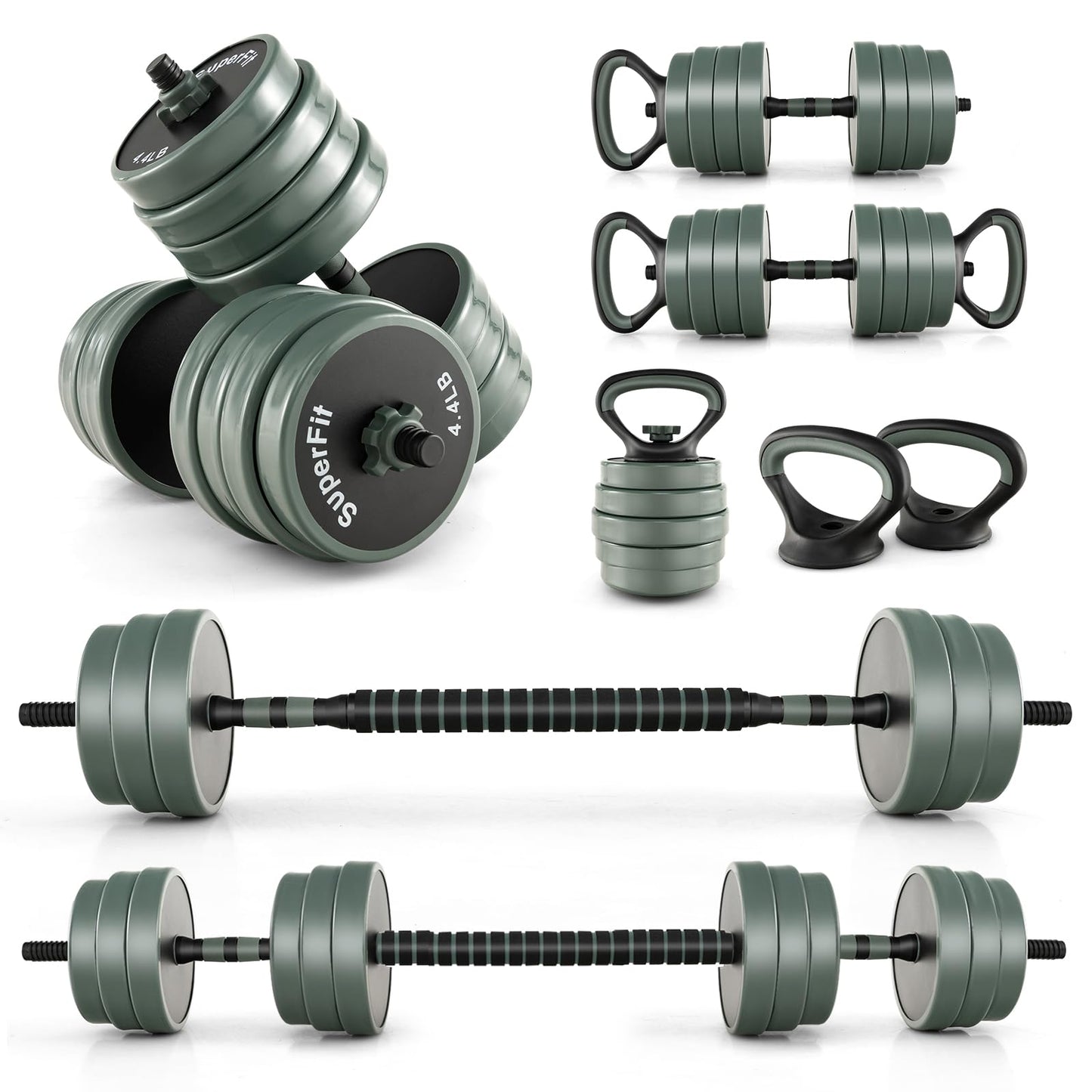 Goplus Adjustable Dumbbell Set, 92/47 LBS Free Weight Set, 4 in 1 Weights w/Connector Used as Barbell, Dumbbells, Kettlebells, Push up Stand, Fitness Workout Equipment for Men Women Home Gym (92 LBS)