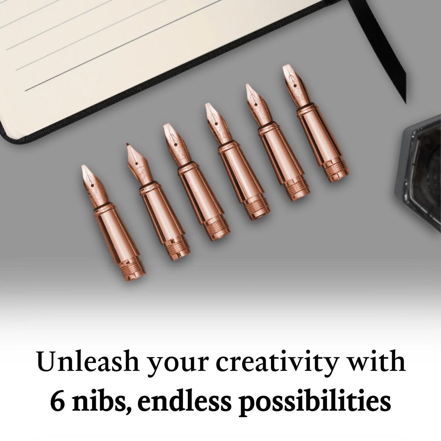 Ellington Pens Luxury Calligraphy Set - Premium Fountain Pen with 6 Nibs, 50 ml Black Ink Bottle, 6 Cartridges, Converter, Elegant Gift Box – Perfect for Drawing, Writing, Gifting (Midnight Rose)