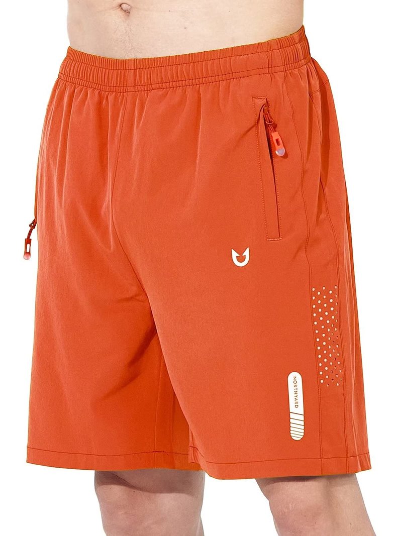 NORTHYARD Men's Athletic Running Shorts Gym Workout 7"/9"/5" Quick Dry Lightweight Sports Basketball Tennis 3 Zipper Pockets Orange XL