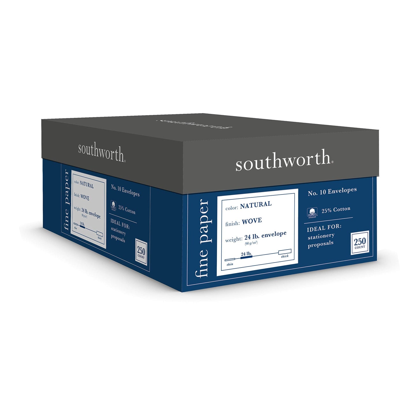 Southworth J404N10 25% Cotton #10 Business Envelope Natural 24 lbs. Wove 250/Box FSC