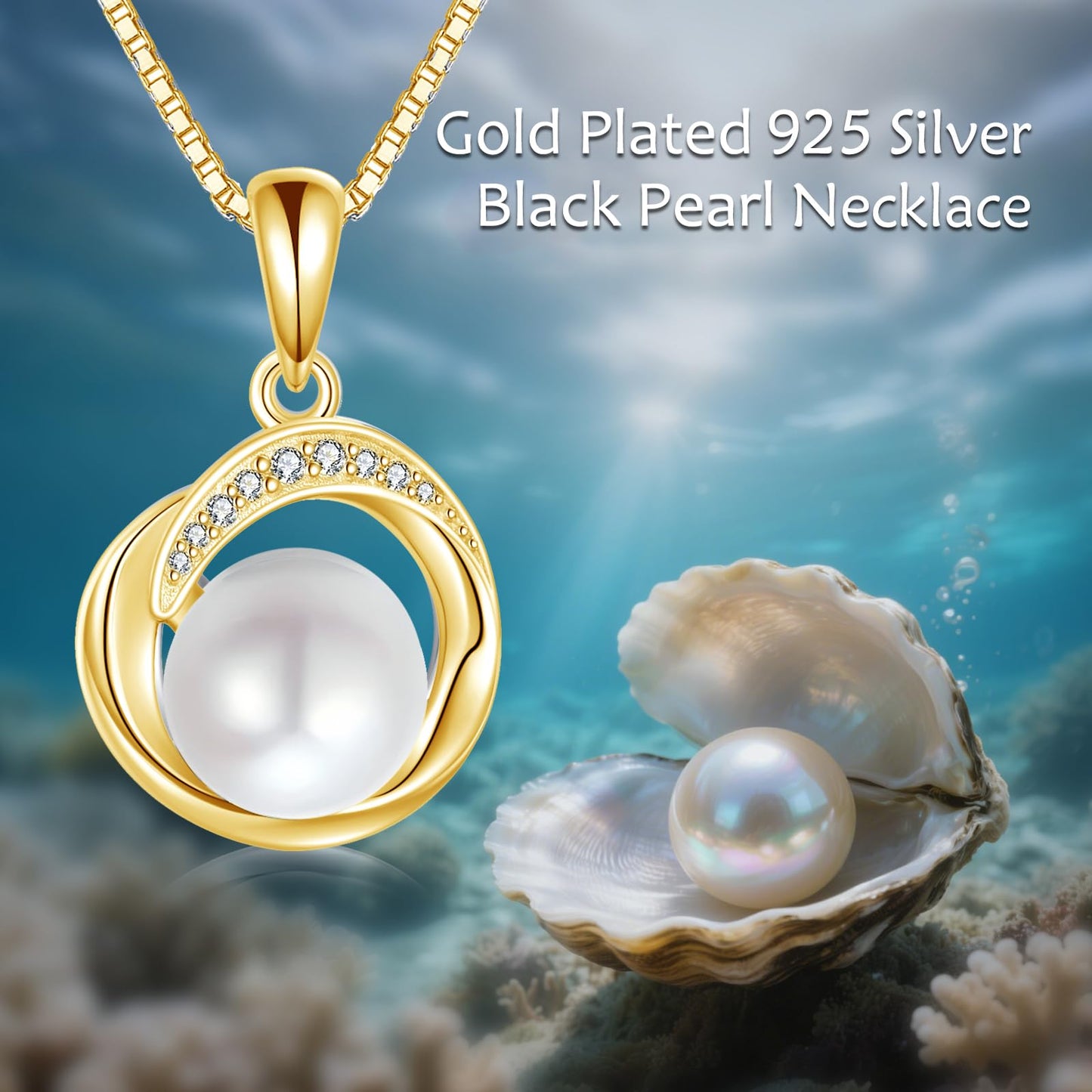 POPLYKE Single Pearl Necklaces for Women Gold Plated 925 Sterling Silver 8mm Pearl Jewelry Gifts for Her 18+2 IN