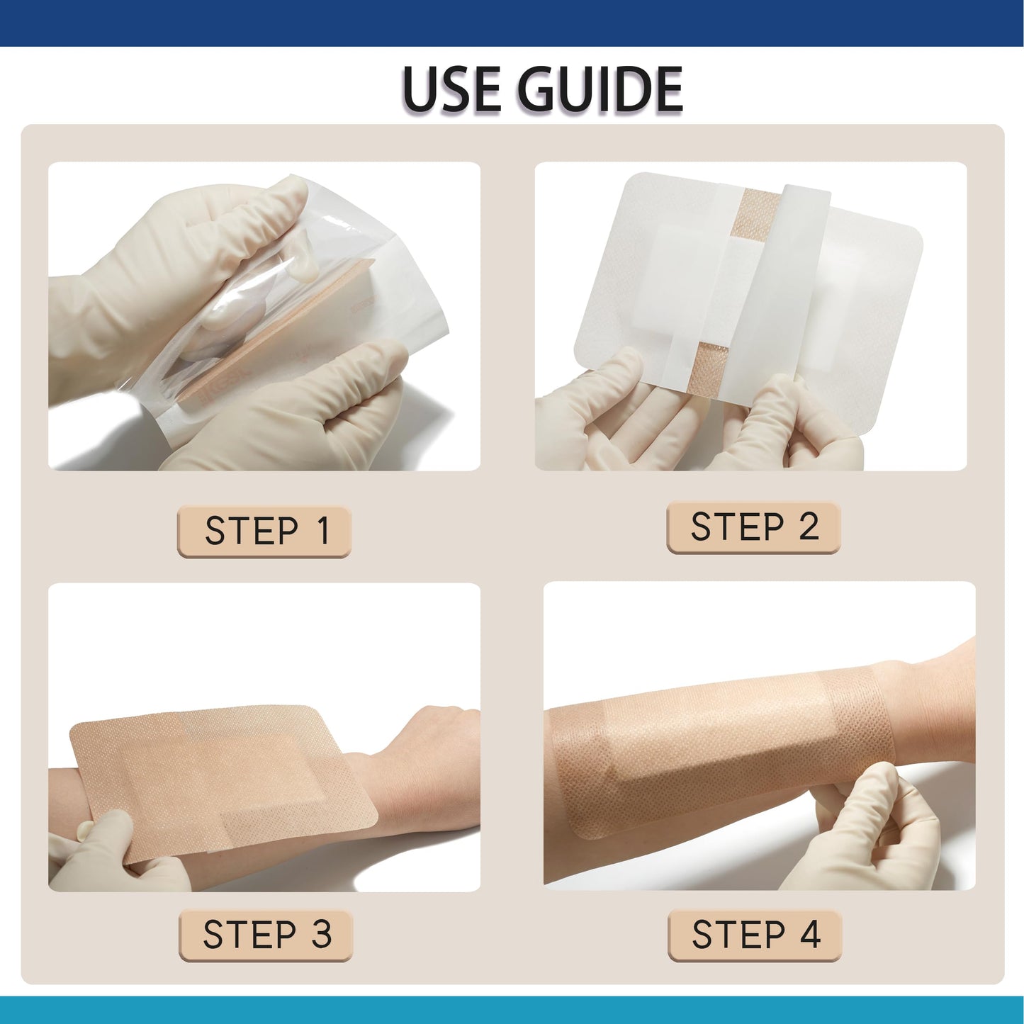 JJZEN KEAR 4"X6" 20 PCS Extra Large Sterile Nude Island Dressing Bandage for Wound - Self-Adhesive Boarded Gauze Pads - Latex Free - Medical Grade (Nude, 4"X6"-20PCS)