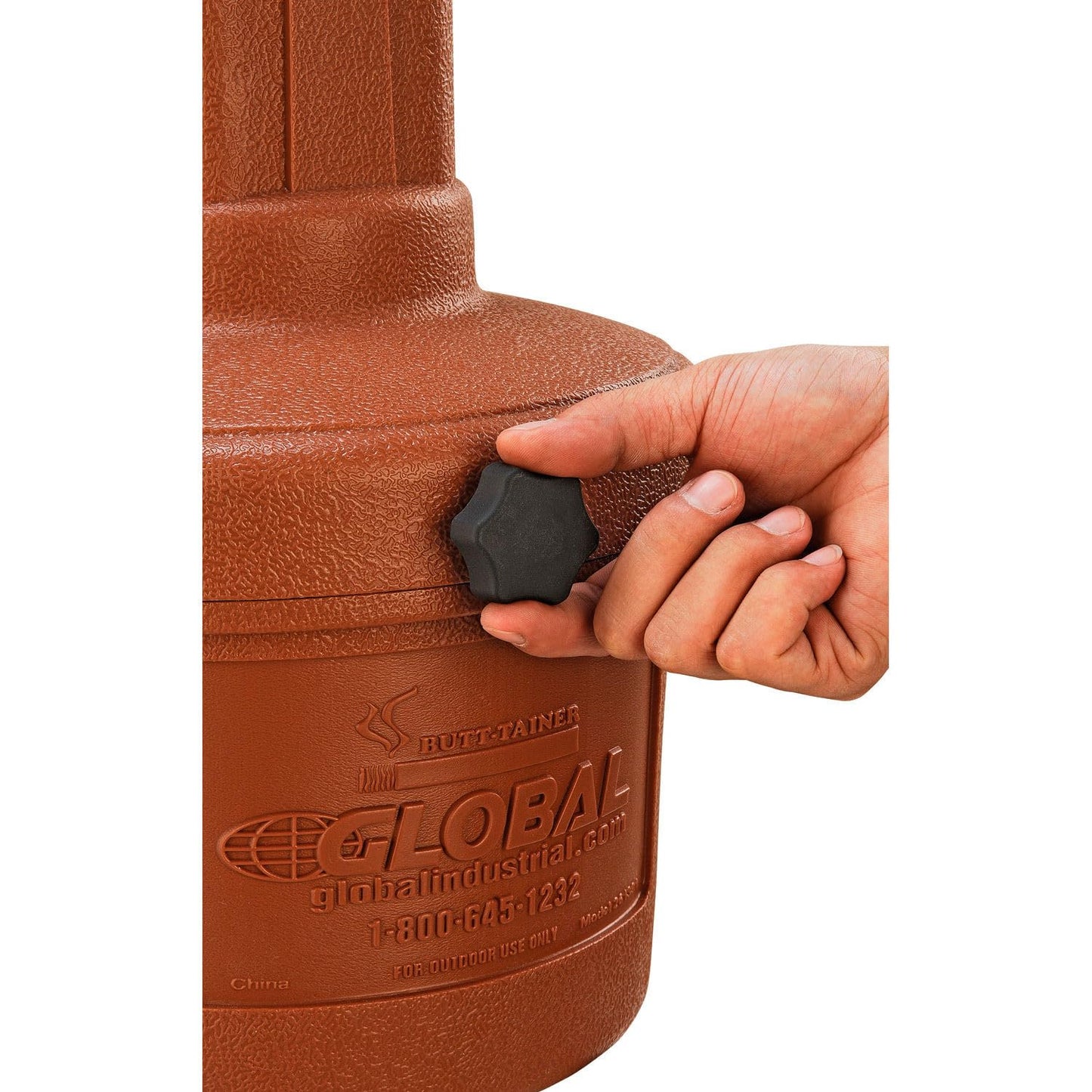 Global Industrial Free Standing Outdoor Cigarette Receptacle Ashtray with Round Base, 11" Diameter x 30" H, 1-1/2 Gallon Capacity, Butt Disposal Container, Plastic, Terracotta