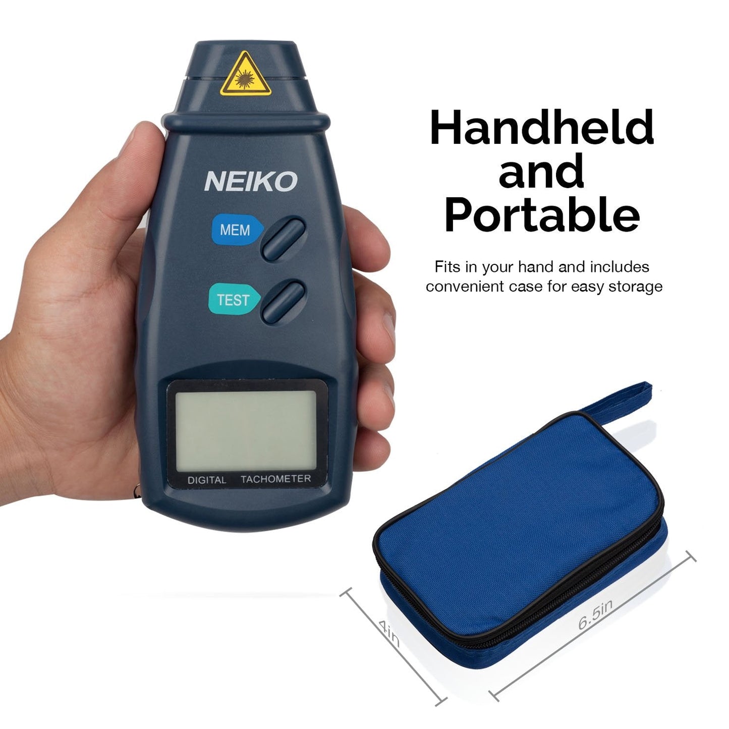 NEIKO 20713A Digital Tachometer, Noncontact Laser Photo Sensor with 2.5 to 99,999 RPM Accuracy, RPM Gauge Marker with Batteries Included