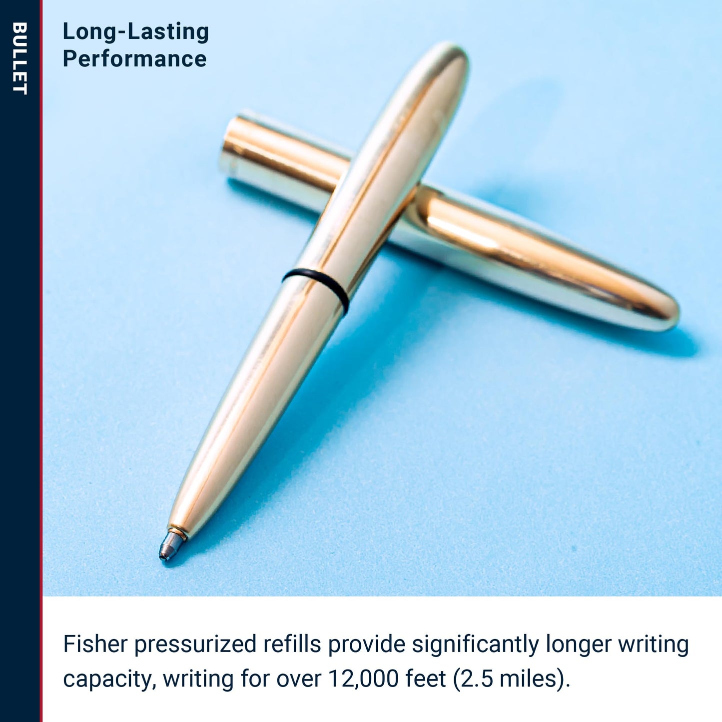 Fisher Space Pen Brass Alloy Bullet Pen, Pressurized Ballpoint Pen, Compact Pocket Size, Writes Upside Down and in Extreme Temperatures, Smooth Black Ink, Medium Point, Gift Box, Made in the USA