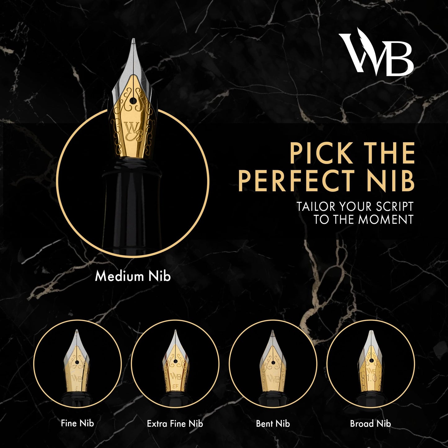 Wordsworth & Black Fountain Pen Kit, 18K Medium Gold Nib, Includes 24 Ink Cartridges, Ink Refill Converter and Gift Box, Gold Finish, Calligraphy, [Golden Brown]