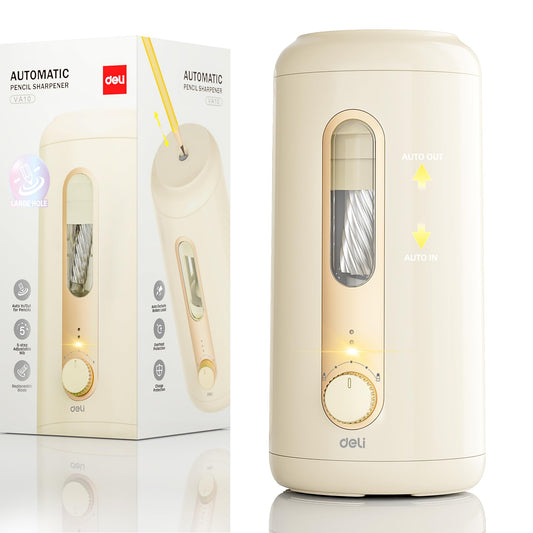 Electric Pencil Sharpener, Fully Automatic Pencil Sharpener for 6.9-10.8mm Colored/Jumbo Pencils, Auto in & Out, Rechargeable Hands-Free Sharpener for Classroom Home Office, Beige