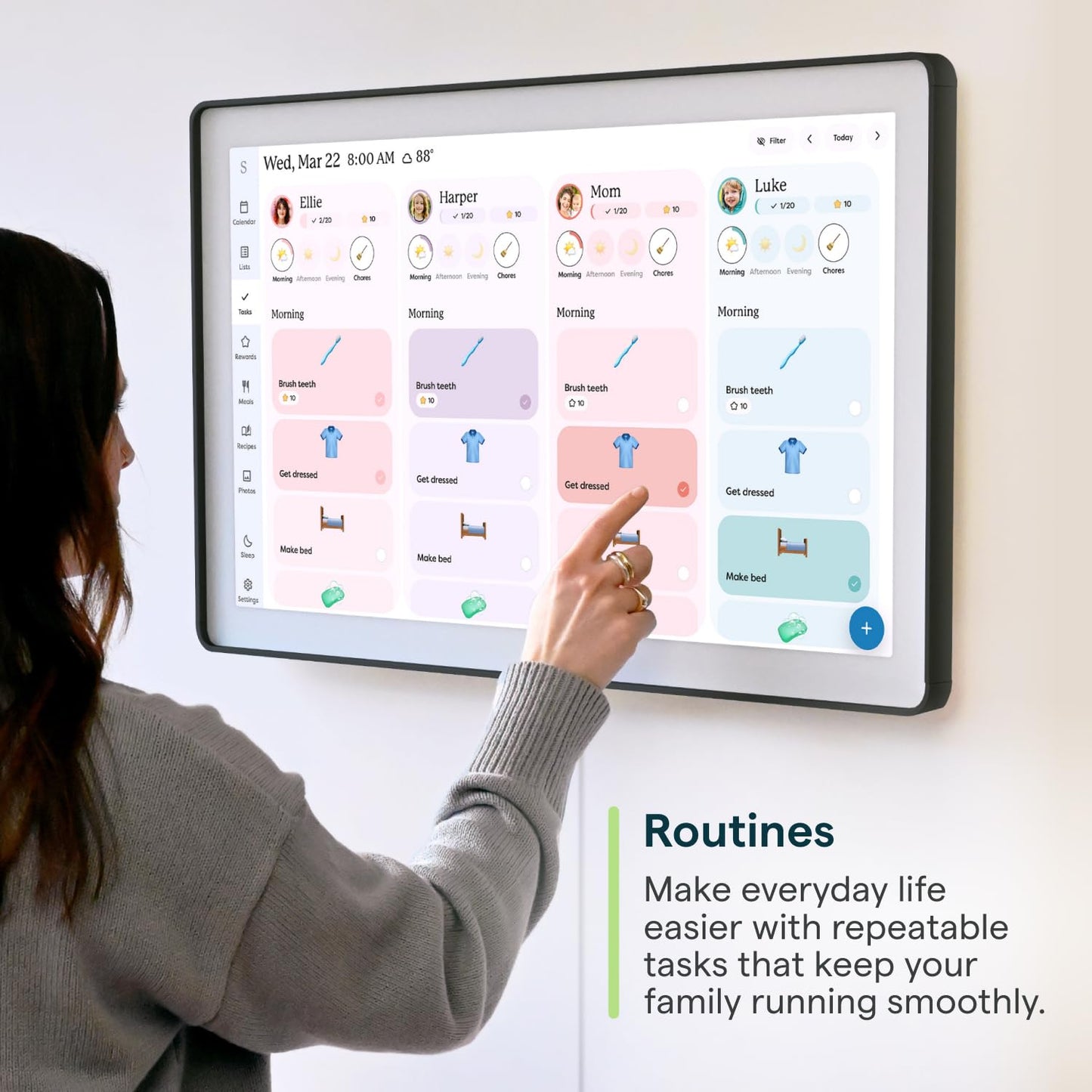 Skylight Calendar Max: 27-Inch Smart Digital Calendar & Chore Chart, Family Organizer with Interactive Touchscreen Display – Wall Mountable in Portrait or Landscape, Charcoal Shadowbox Frame