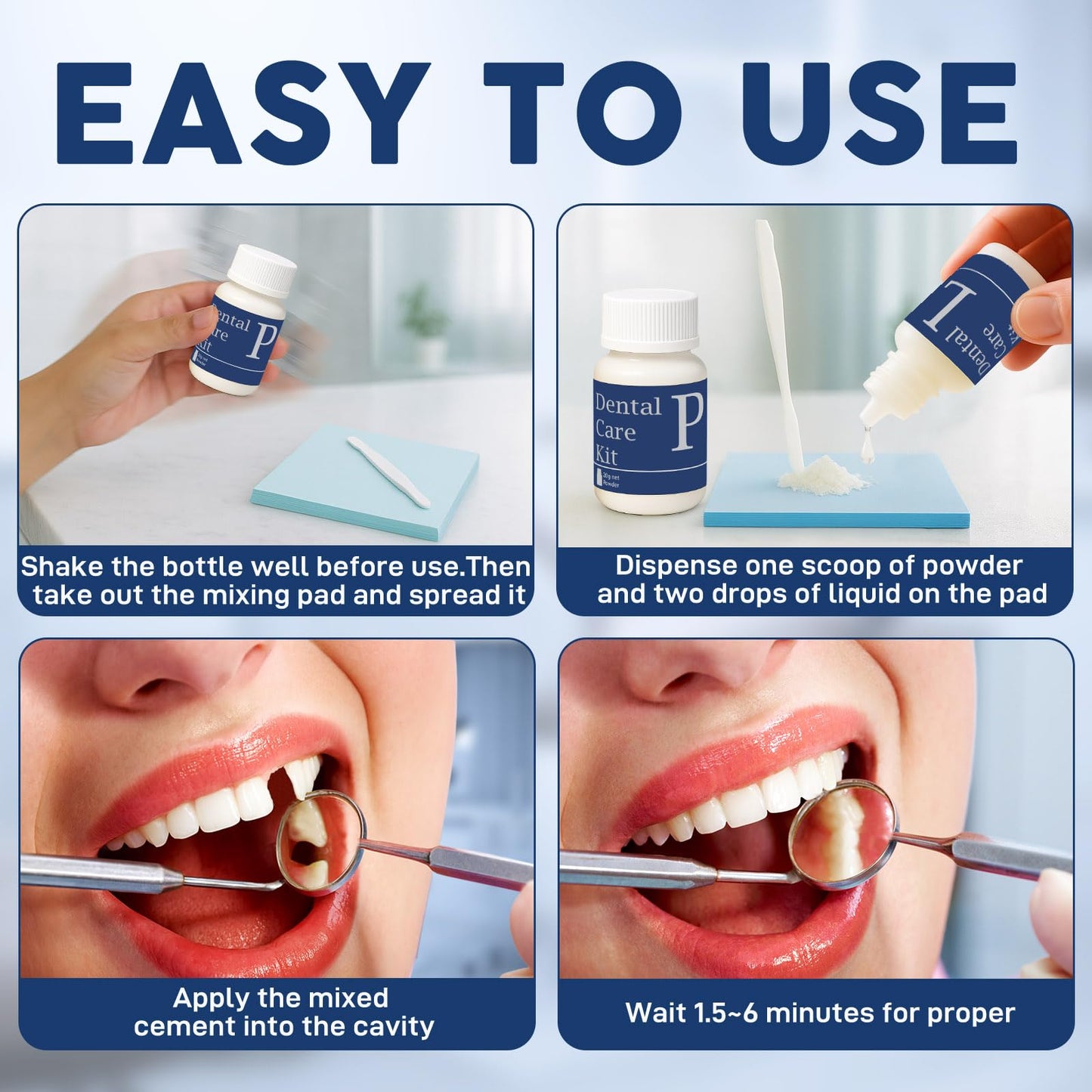 Zinc Oxide Eugenol Dental Cement Tooth Repair kit for Broken Teeth, Temporary Filling for Crowns, Tooth Filler, Cavity Filler for Teeth