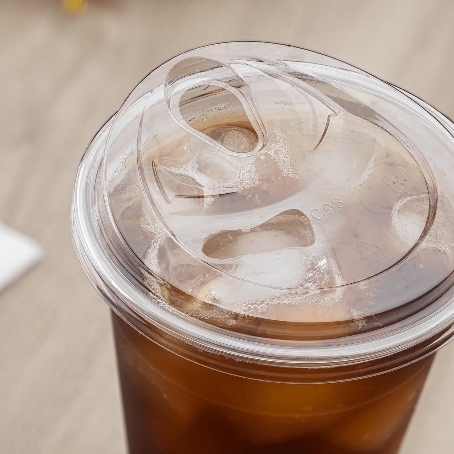 Karat C-KC626TS-SHNE 98mm PET Strawless Sipper Lid for 12-24oz PET Cup, sipper lids, strawless lids 1,000 Count