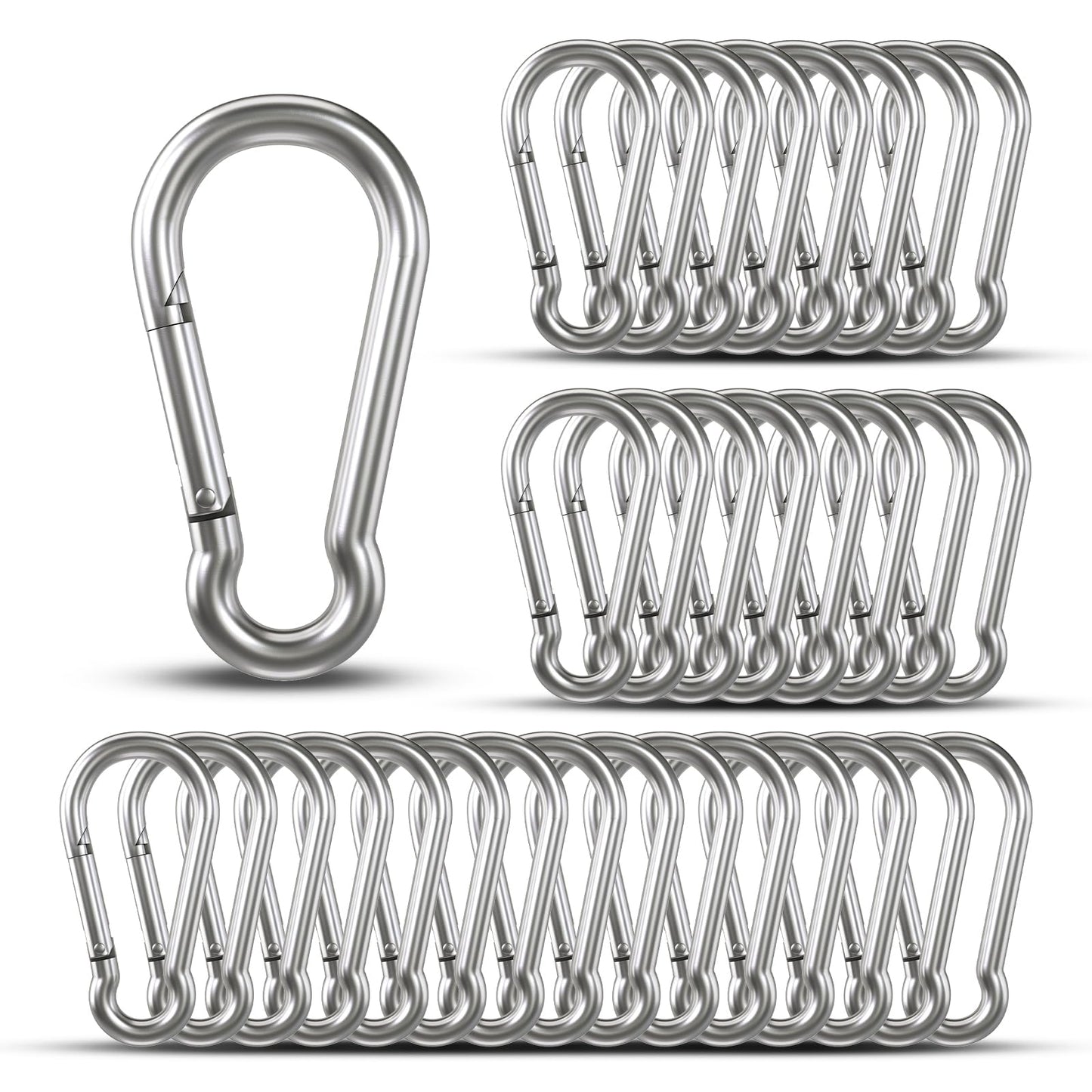 Small Carabiner Clip Hooks, 32pcs 2.36 inch Carabiners Heavy Duty, Galvanized Iron Spring Snap Hook Fits Camping Hiking, Metal Clips for Keychain Keys Rings