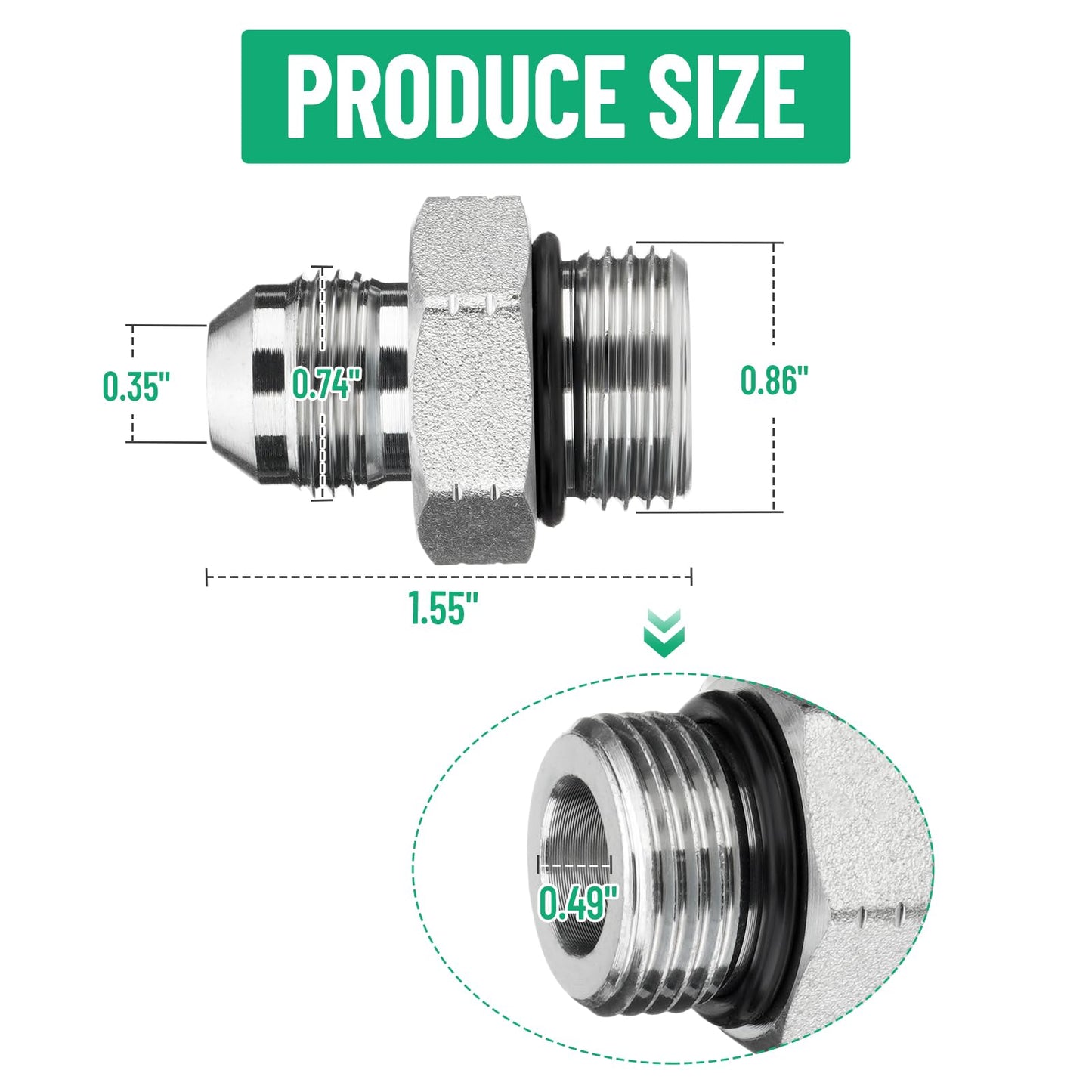 Racewill 10 Pack Hydraulic Hose Adapter Fittings: 1/2" JIC 37° Male x #10 SAE/ORB Male, Straight Tube Fitting Kits with Protection Cover