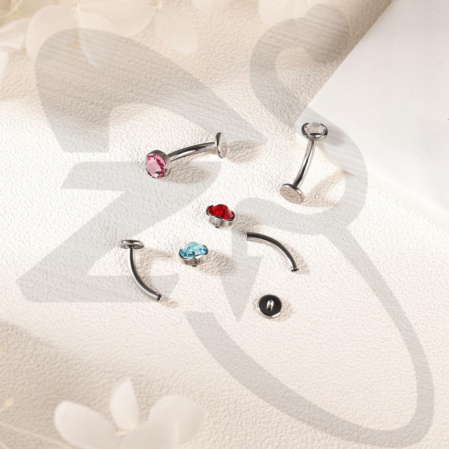 ZS ASTM F136 Titanium Belly Button Ring, 14G Cubic Zirconia Navel Jewelry, 6/8/10/12/14MM Internally Threaded Long Bar Navel Barbell Stud Flat Back Belly Piercing (Red,L:6mm)