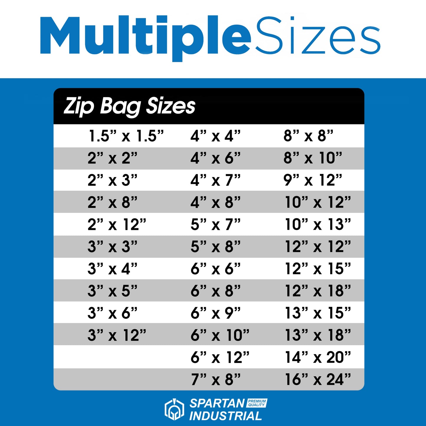 Spartan Industrial - 13" X 15" (100 Count) 2 Mil Clear Reclosable Zip Plastic Poly Bags with Resealable Lock Seal Zipper