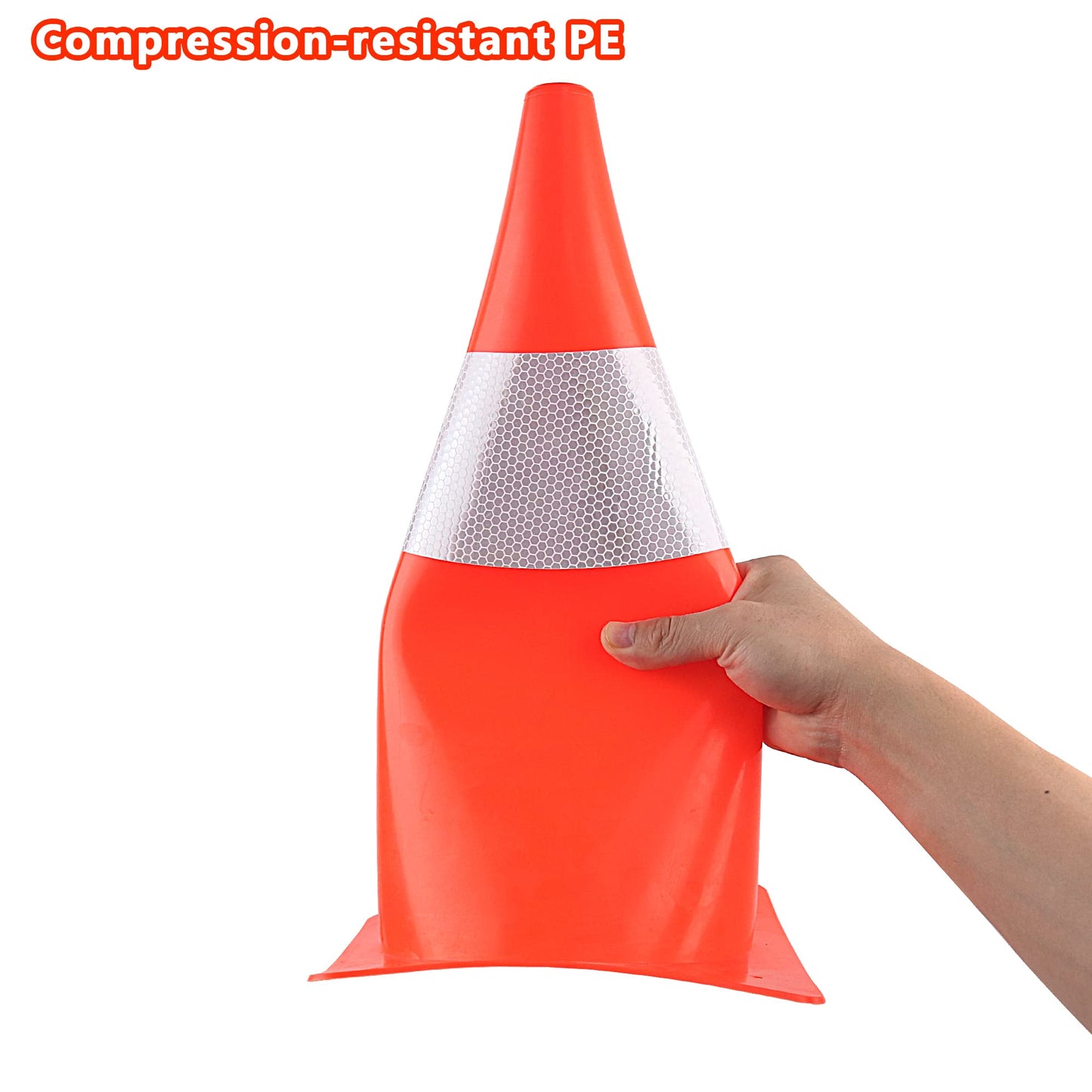 12 inch Traffic Safety Cones with Reflective Collars,[4 Pack]Orange Soccer Training Cones| Parking Cones| Construction Cones|Road Cones for Parking lot, Driveway, Sport and Driving Training.