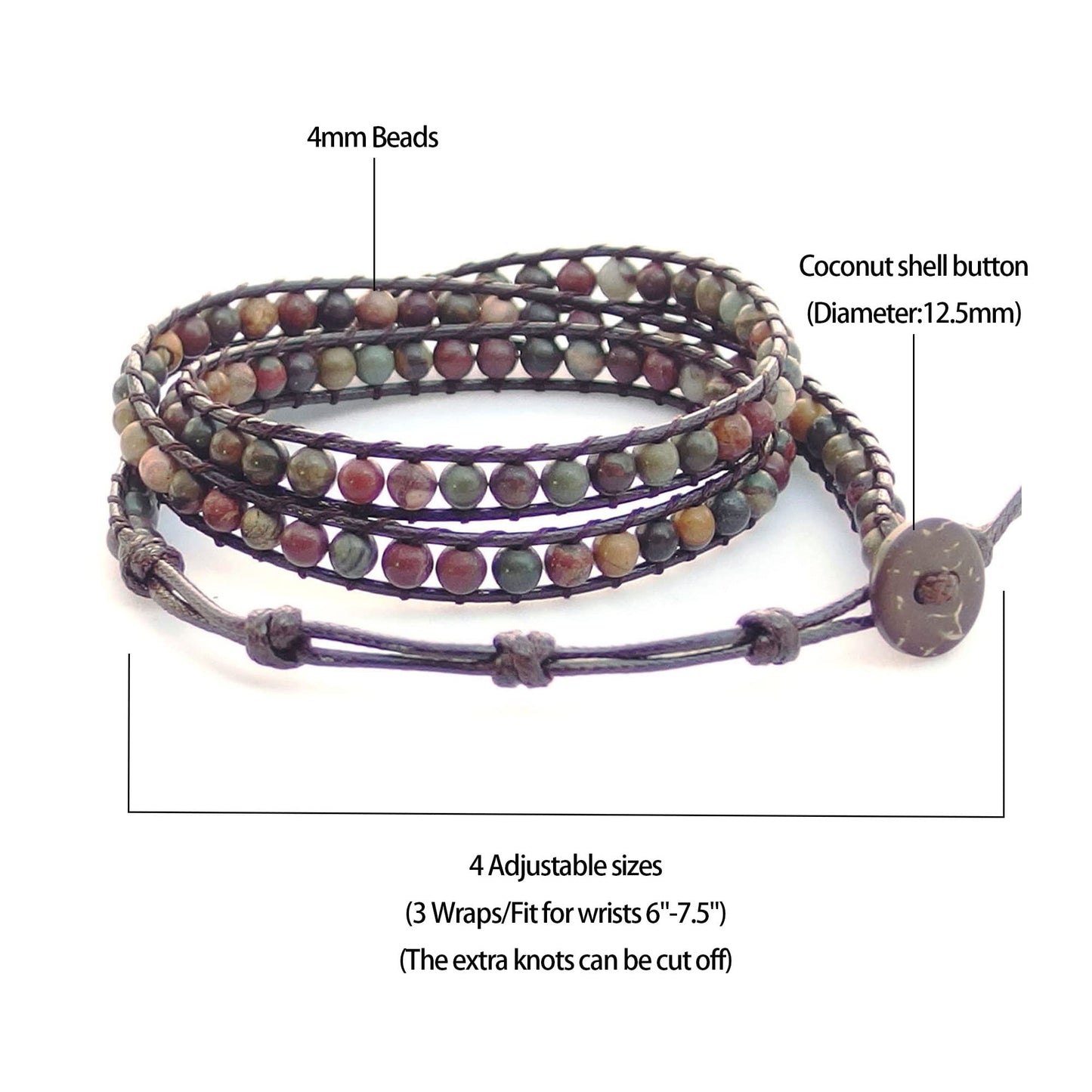 Ayriwoyi Wrap Bracelet for Women Colorful Beaded Wrap Bracelet for Women Natural Stone Adjustable Bohemian Bracelet Handmade