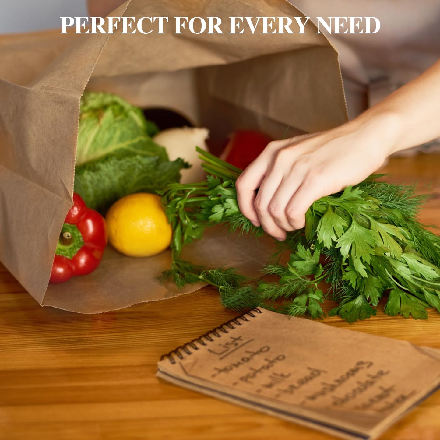 MUCHII 100 Count 57 LB Paper Grocery Bags, Large Brown Kraft Paper Bags for Storage, Shopping