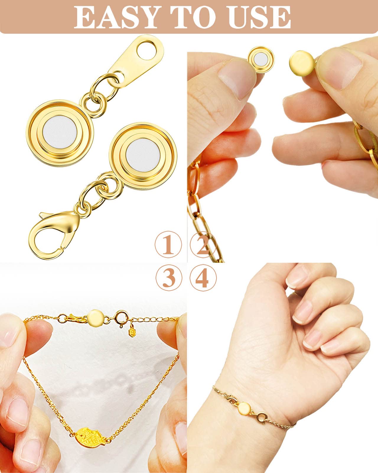 Dailyacc Magnetic Necklace Clasps and Closures - Round Bracelet Extender Clasps for Jewelry Making