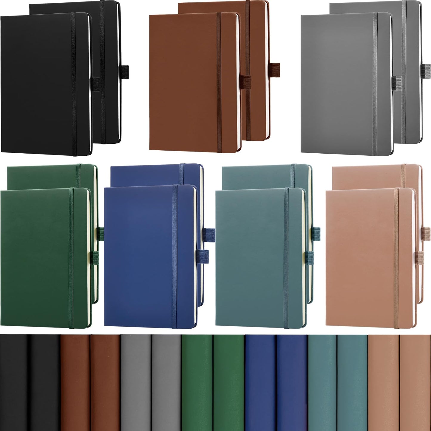 Laumoi 14 Pack Lined Journal Notebooks 5.5 x 8.2 Inch A5 Hardcover Notebook College Ruled Notepad with Pen Holder PU Leather Ruled Lined Journals for School Business Work Writing(Deep Color)