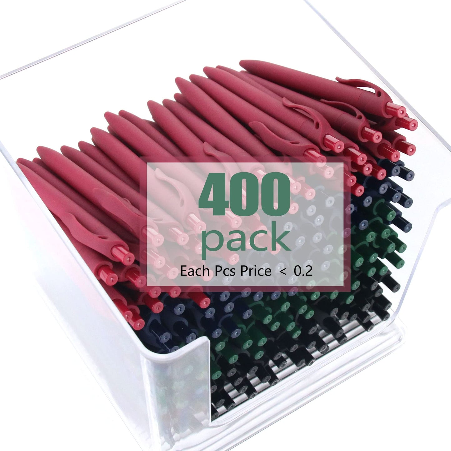 Deegtran Bulk Pens, 400 Pack No Bleed Black Barrel Click Pens, Retractable Ballpoint Pens, Medium Point, Smooth Ink, 1.0MM Black Ink