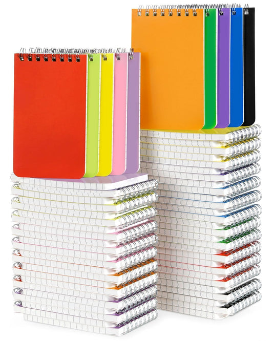 Dynta Pocket Notebook Bulk 60 Packs, 3x5 Inch Small Notepad Top Bound With Lined Pages, 10 Vibrant Colored Mini Spiral Notebooks 60Sheets/120Pages (80GSM), Memo Pads for Home, School, College, Office