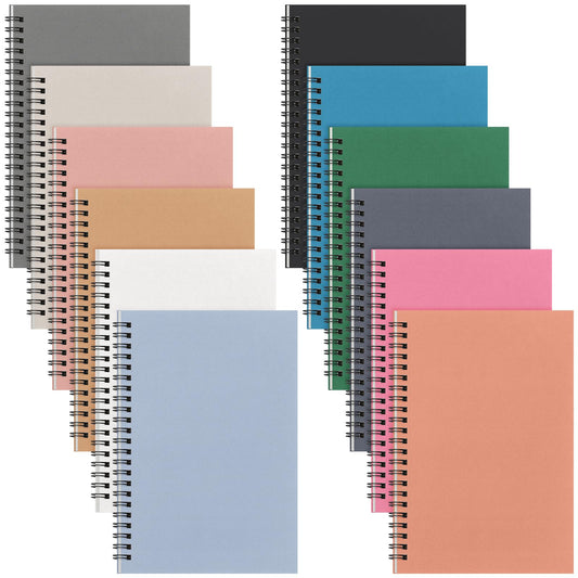 Fuutreo 12 Pcs Spiral Notebook for Work A5 8.3 x 5.7 Inch College Ruled Spiral Journal Notebook Kraft Cover Ruled Paper, 12 Color, 60 Sheets, 120 Pages for Office School (Office Color,Classic)
