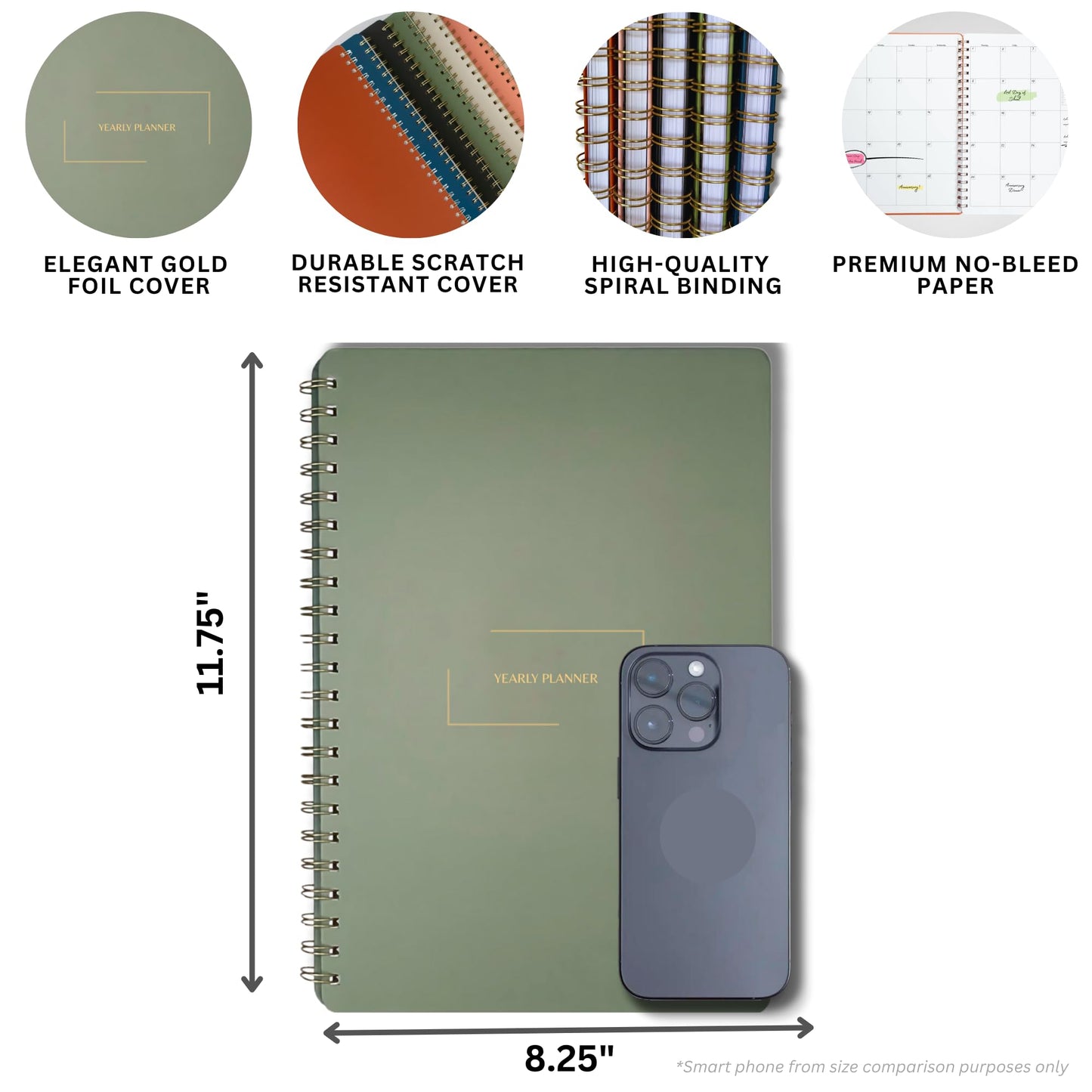 Merely Home | Undated Yearly, Daily, Weekly, Monthly Planner | 8.25" x 11.75" | To Do List Notebook for Work | Simple Design | Multiple Layouts | Academic Planner and Organizer Notebook (Navy, Yearly Planner - Portrait)