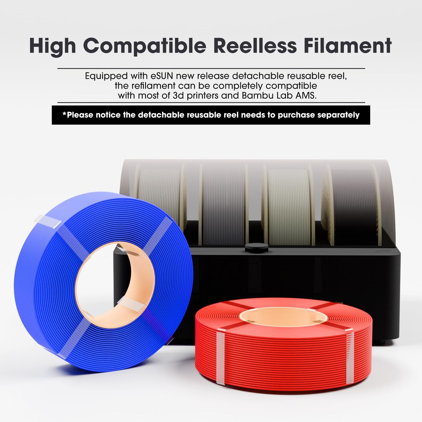 eSUN PLA Basic Refilament 1.75mm, 3D Printer Refill High Speed PLA for Fast Printing, 1KG per Roll, 2 Rolls Spoolless 3D Printing Filament for High Speed 3D Printers, Bone White